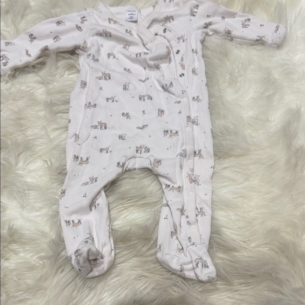 Nordstrom Cream Animal Print Kids Pajamas Footies